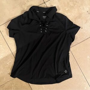Jofit Black Lace-Up Short Sleeve Tee
